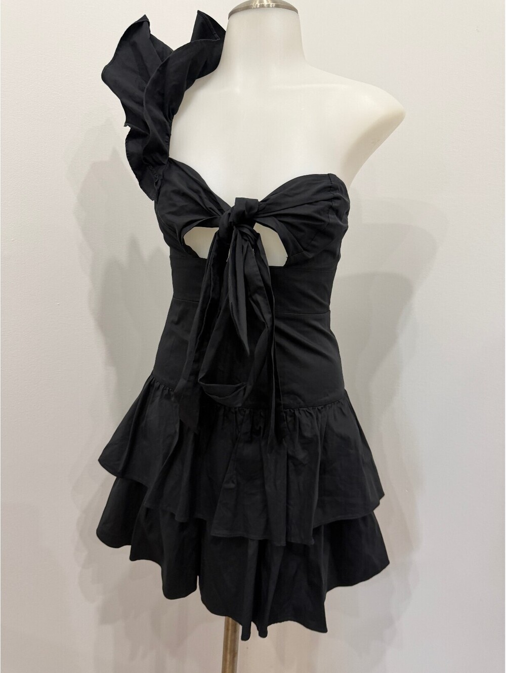 Hello Molly Ruffled Out Black One-Shoulder Ruffle Mini Dress XS 2 - Picture 8 of 8